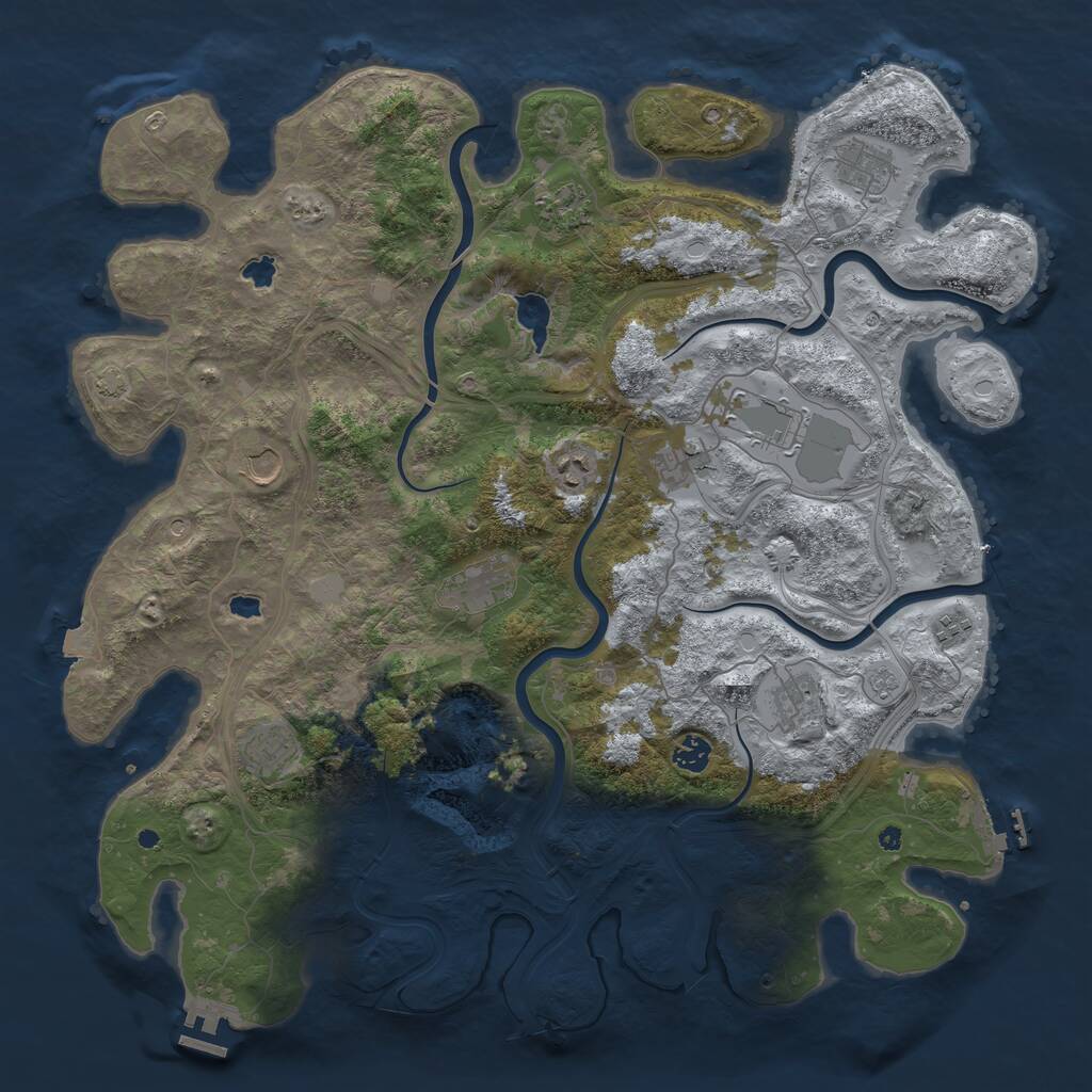 Rust Map: Procedural Map, Size: 4500, Seed: 11982023, 17 Monuments