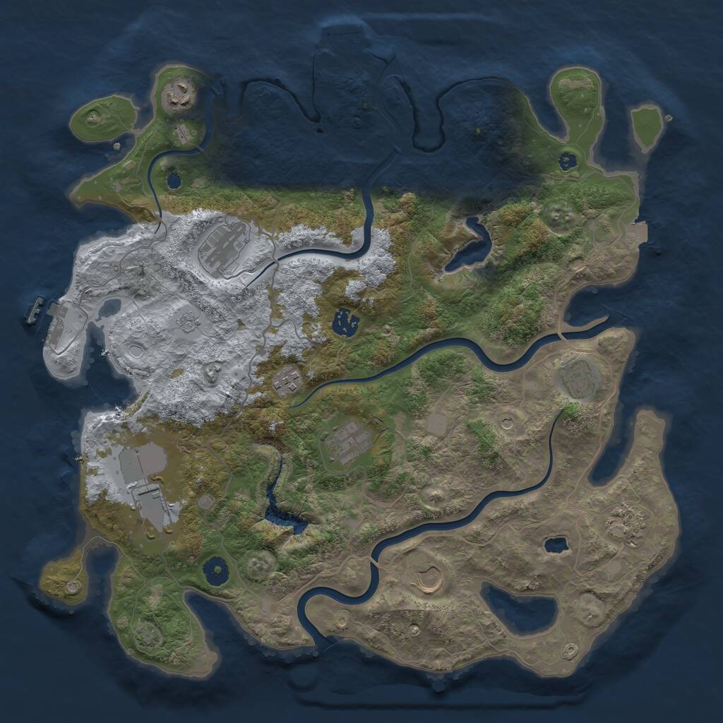 Rust Map: Procedural Map, Size: 4000, Seed: 54978968, 15 Monuments