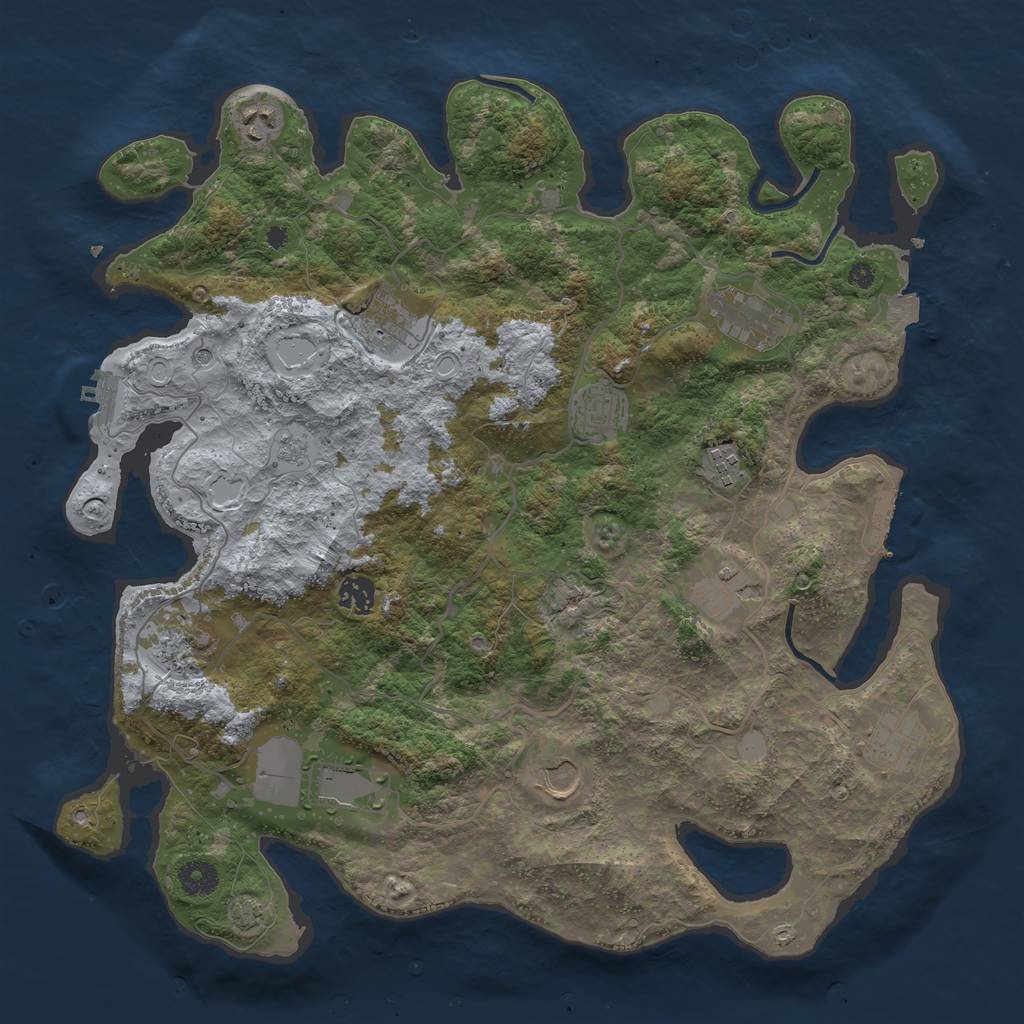 Rust Map: Procedural Map, Size: 4000, Seed: 54978968, 19 Monuments