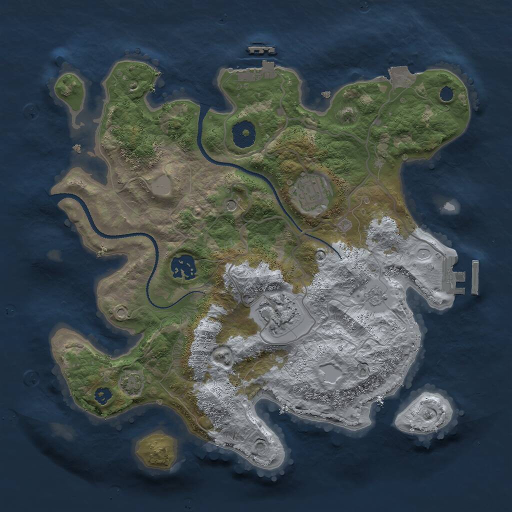 Rust Map: Procedural Map, Size: 3000, Seed: 8921405, 9 Monuments