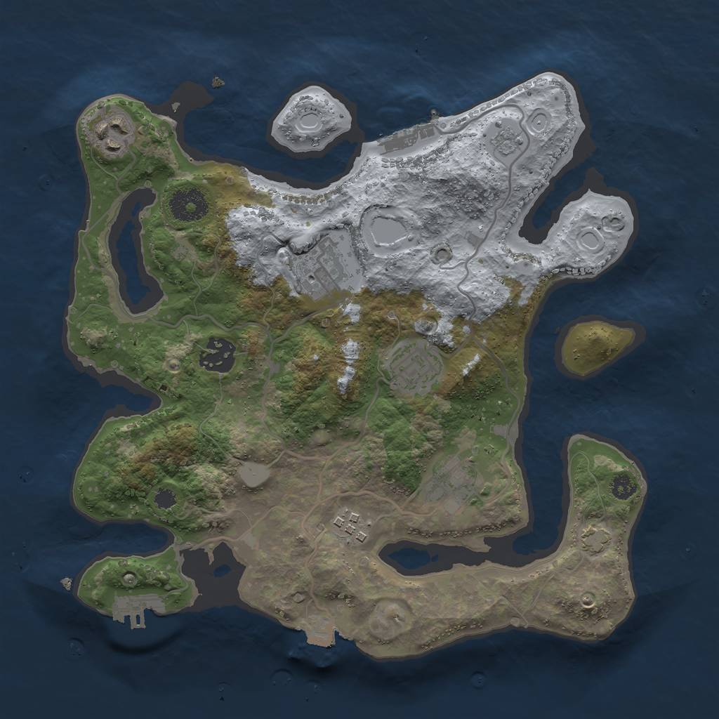 Rust Map: Procedural Map, Size: 3000, Seed: 6415203, 13 Monuments