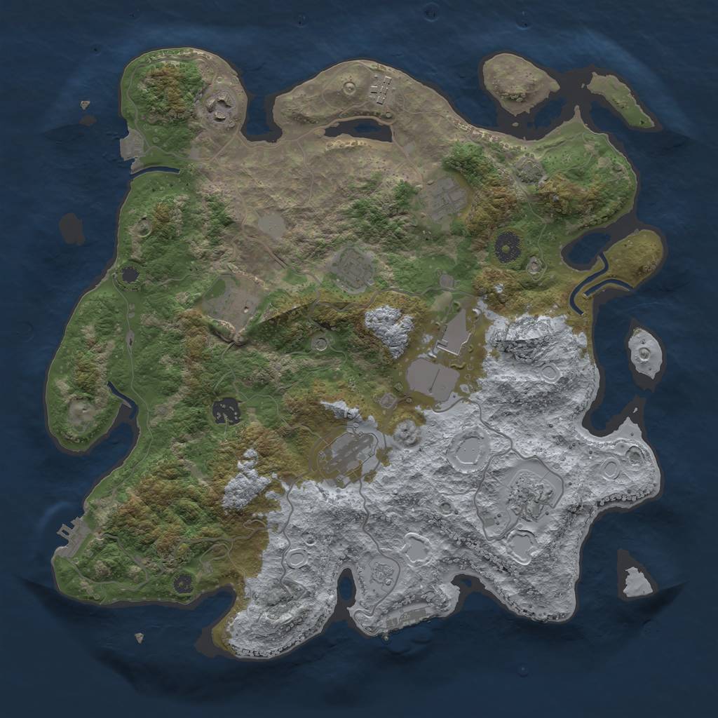 Rust Map: Procedural Map, Size: 3750, Seed: 25237633, 17 Monuments