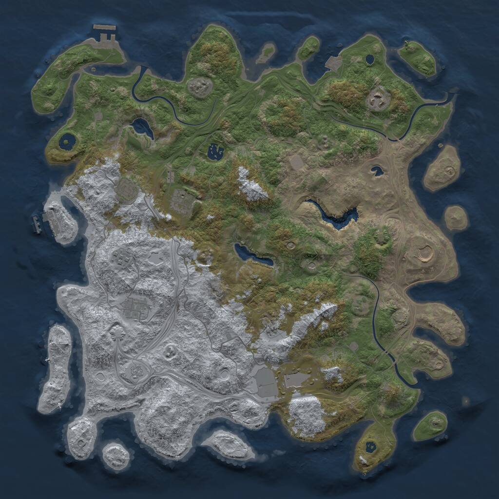 Rust Map: Procedural Map, Size: 4500, Seed: 2113343335, 15 Monuments