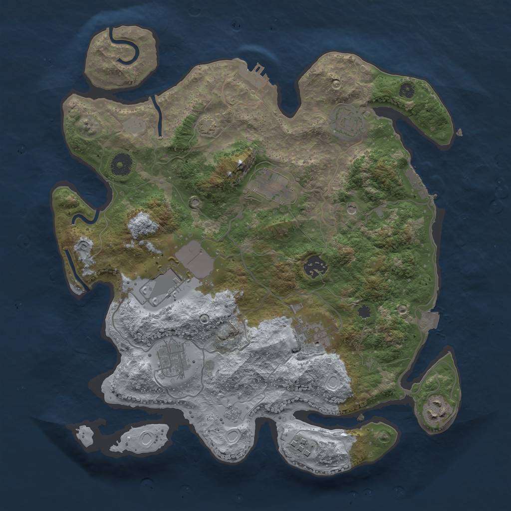 Rust Map: Procedural Map, Size: 3500, Seed: 1966832987, 16 Monuments