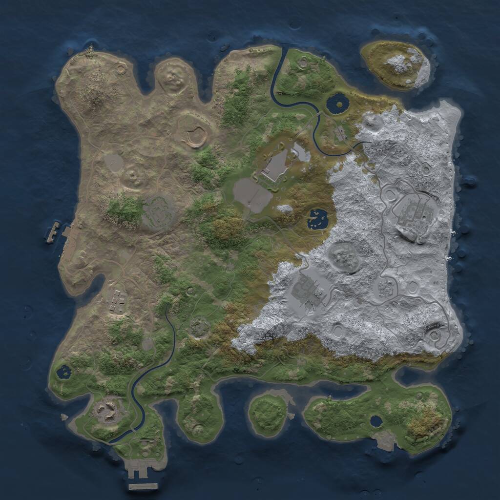 Rust Map: Procedural Map, Size: 3500, Seed: 2554021, 14 Monuments