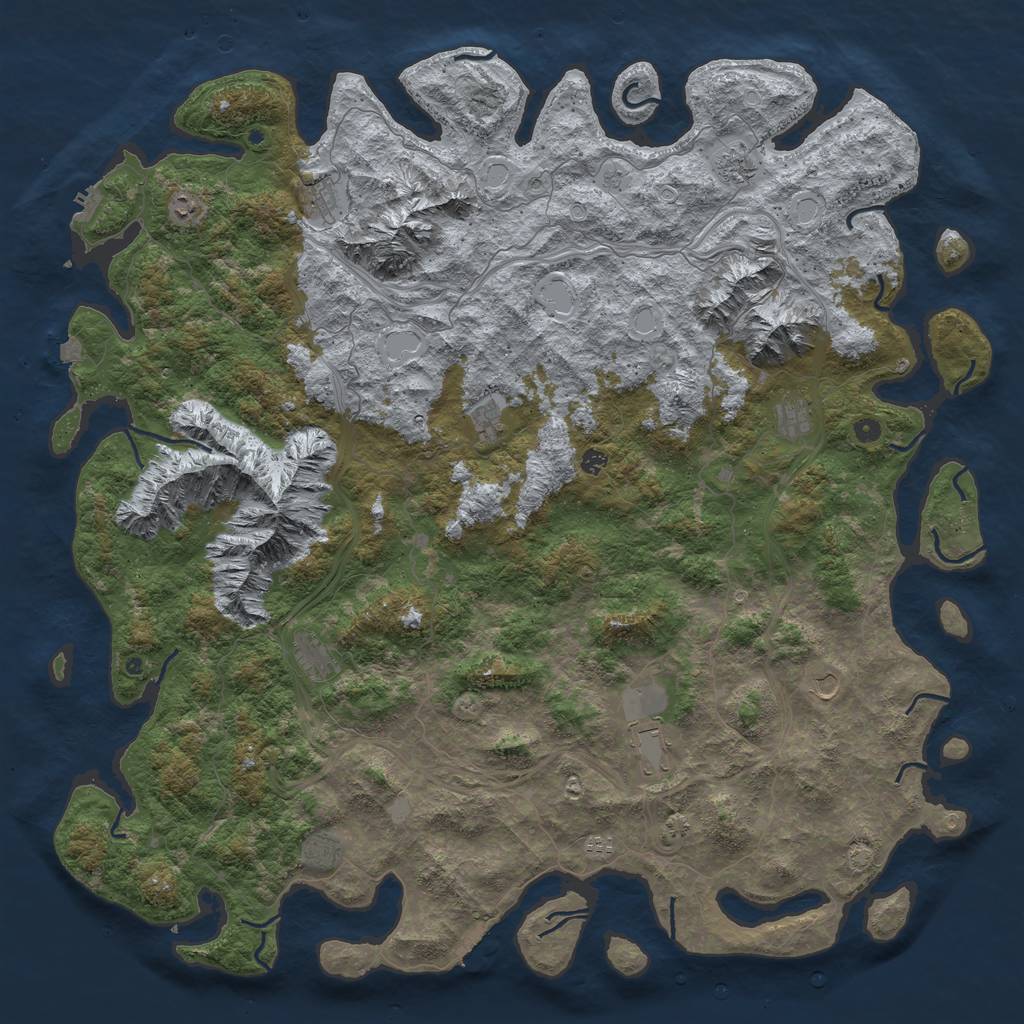 Rust Map: Procedural Map, Size: 6000, Seed: 1157787221, 19 Monuments