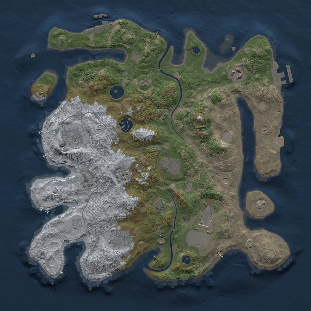 Rust Map: Procedural Map, Size: 3500, Seed: 1173537174, 13 Monuments