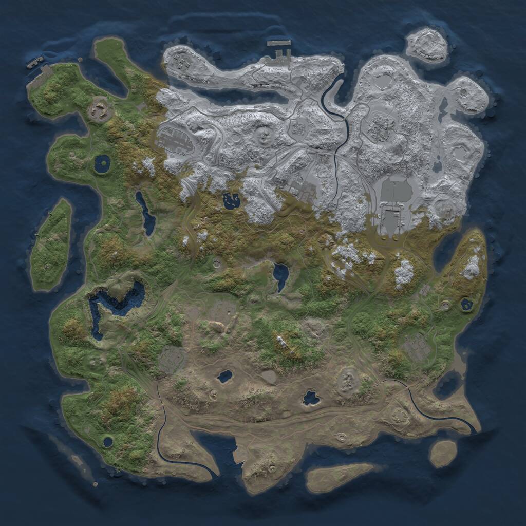 Rust Map: Procedural Map, Size: 4500, Seed: 1008572073, 16 Monuments