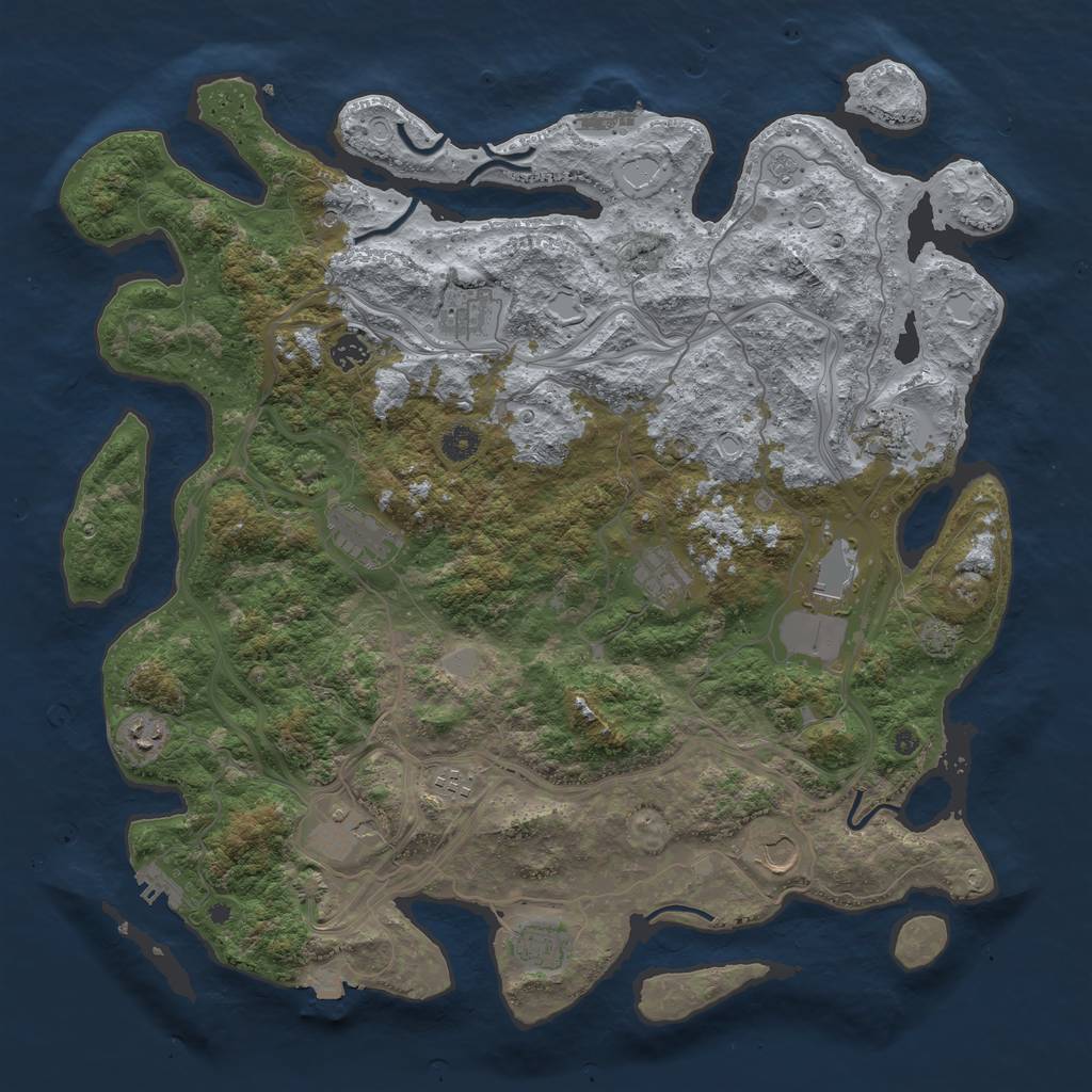 Rust Map: Procedural Map, Size: 4500, Seed: 1008572073, 19 Monuments