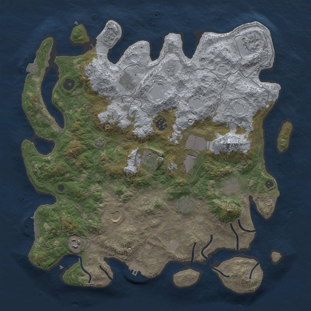 Rust Map: Procedural Map, Size: 4050, Seed: 1168497426, 18 Monuments