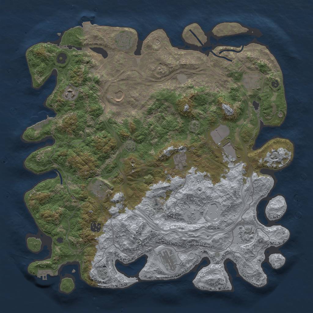 Rust Map: Procedural Map, Size: 4300, Seed: 243306874, 19 Monuments
