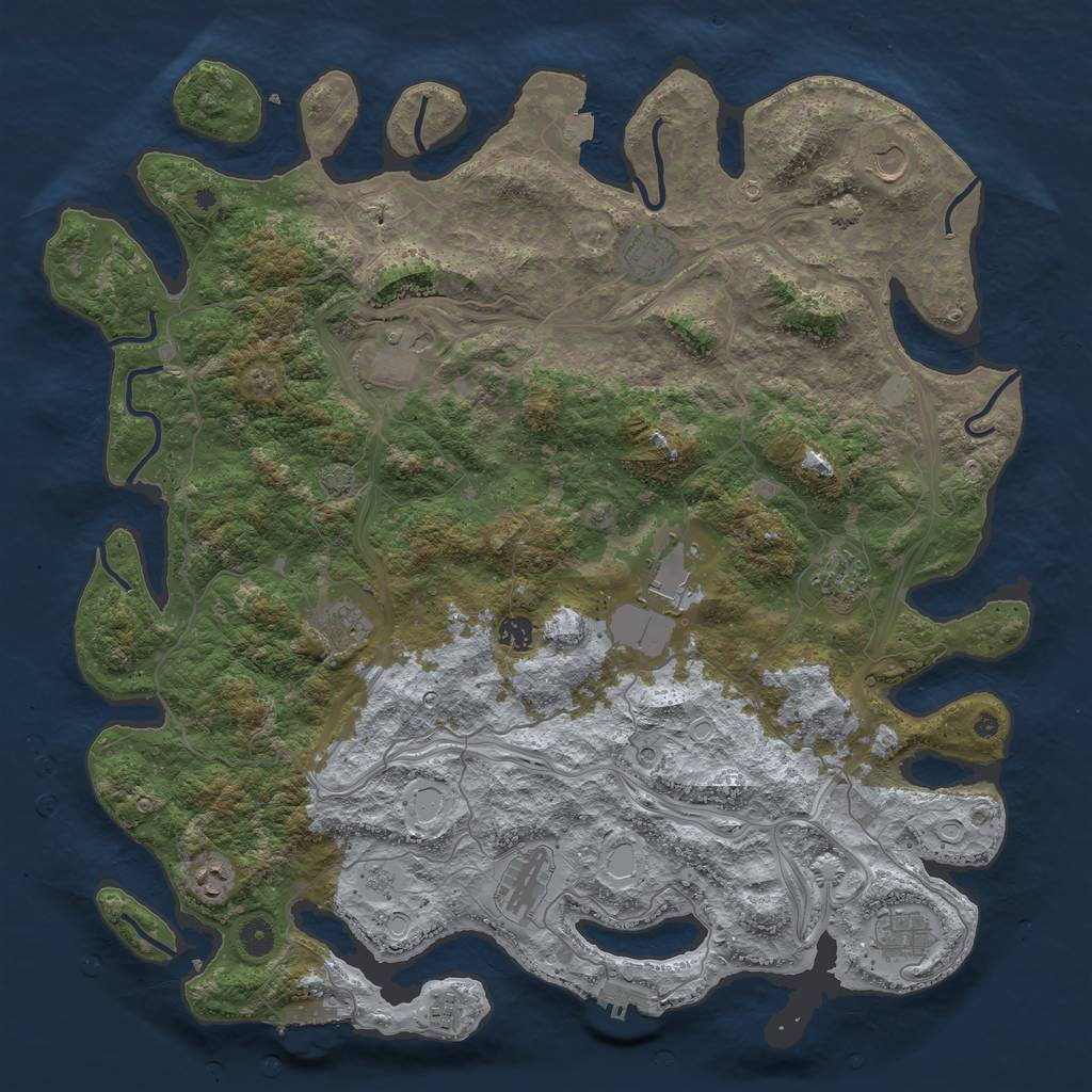 Rust Map: Procedural Map, Size: 4600, Seed: 212177167, 19 Monuments