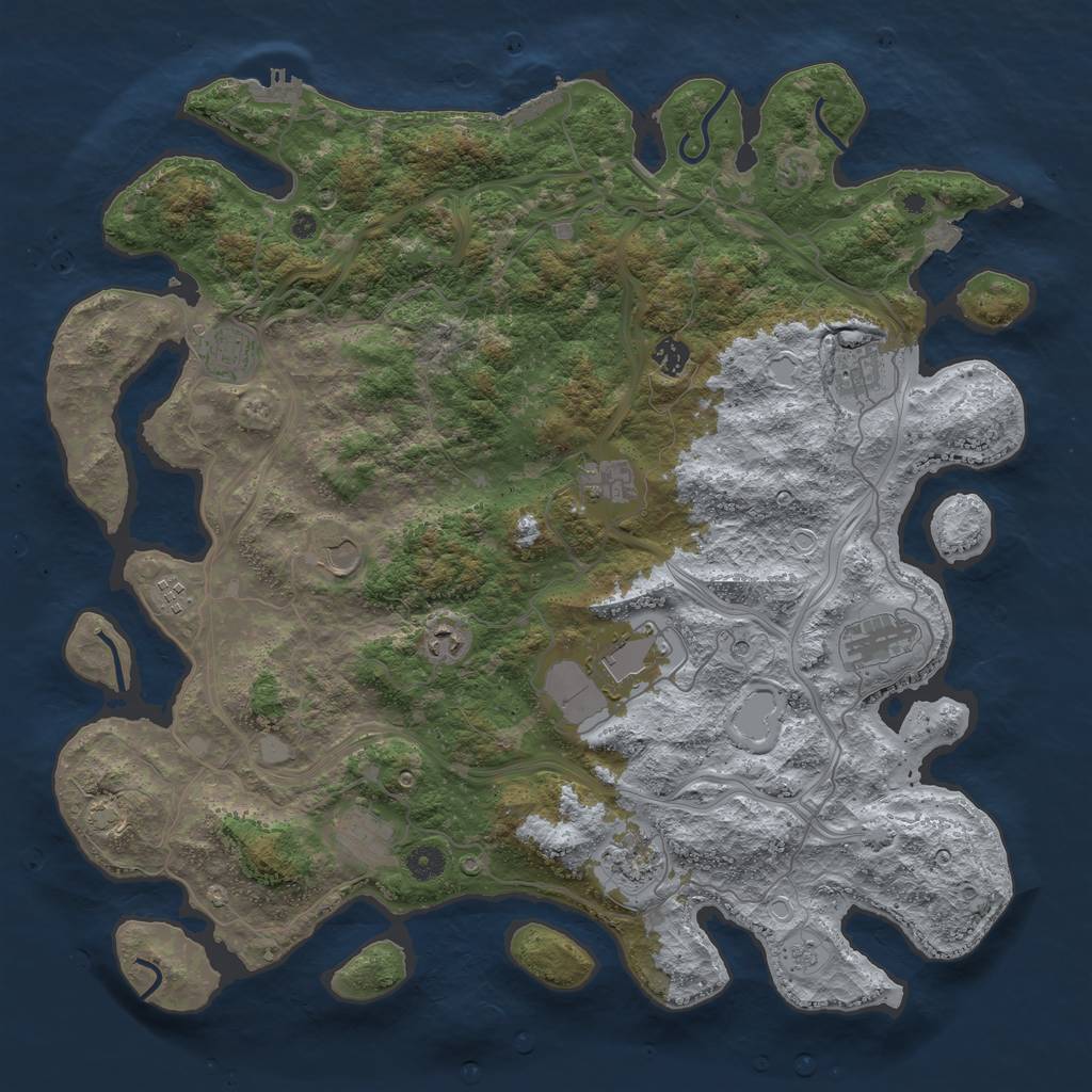 Rust Map: Procedural Map, Size: 4500, Seed: 37783, 19 Monuments