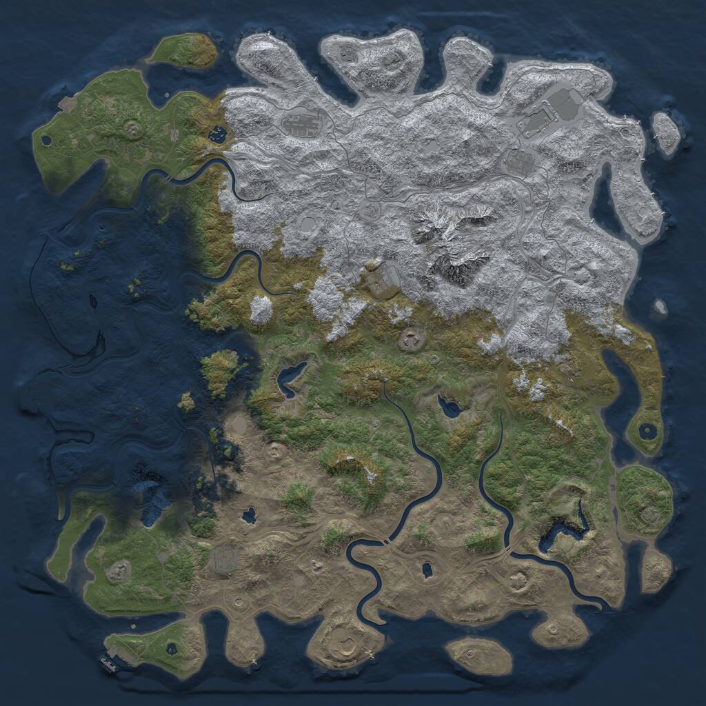 Rust Map: Procedural Map, Size: 6000, Seed: 1664862843, 17 Monuments