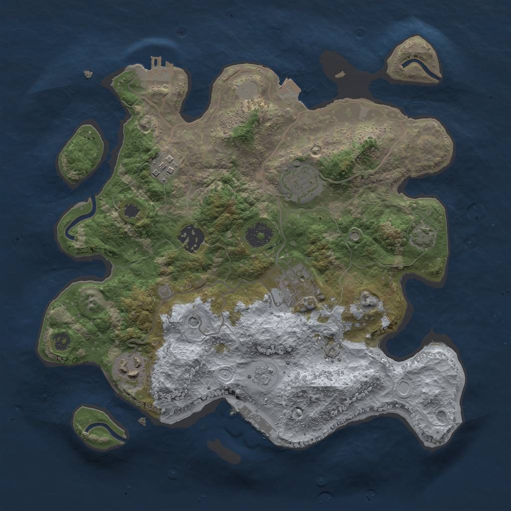 Rust Map: Procedural Map, Size: 3000, Seed: 852719624, 13 Monuments