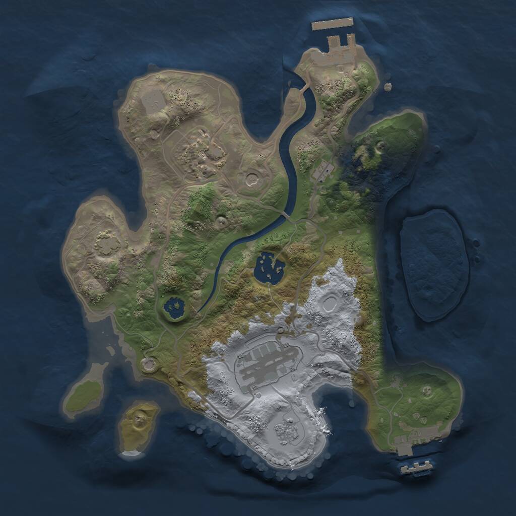 Rust Map: Procedural Map, Size: 2500, Seed: 340907, 9 Monuments