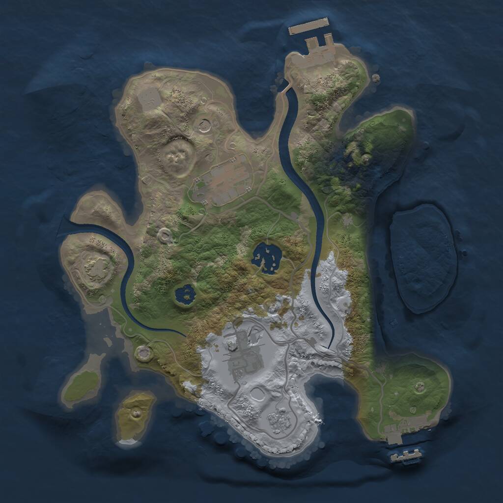 Rust Map: Procedural Map, Size: 2500, Seed: 340907, 9 Monuments