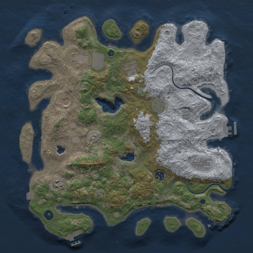 Rust Map: Procedural Map, Size: 4000, Seed: 703359391, 14 Monuments