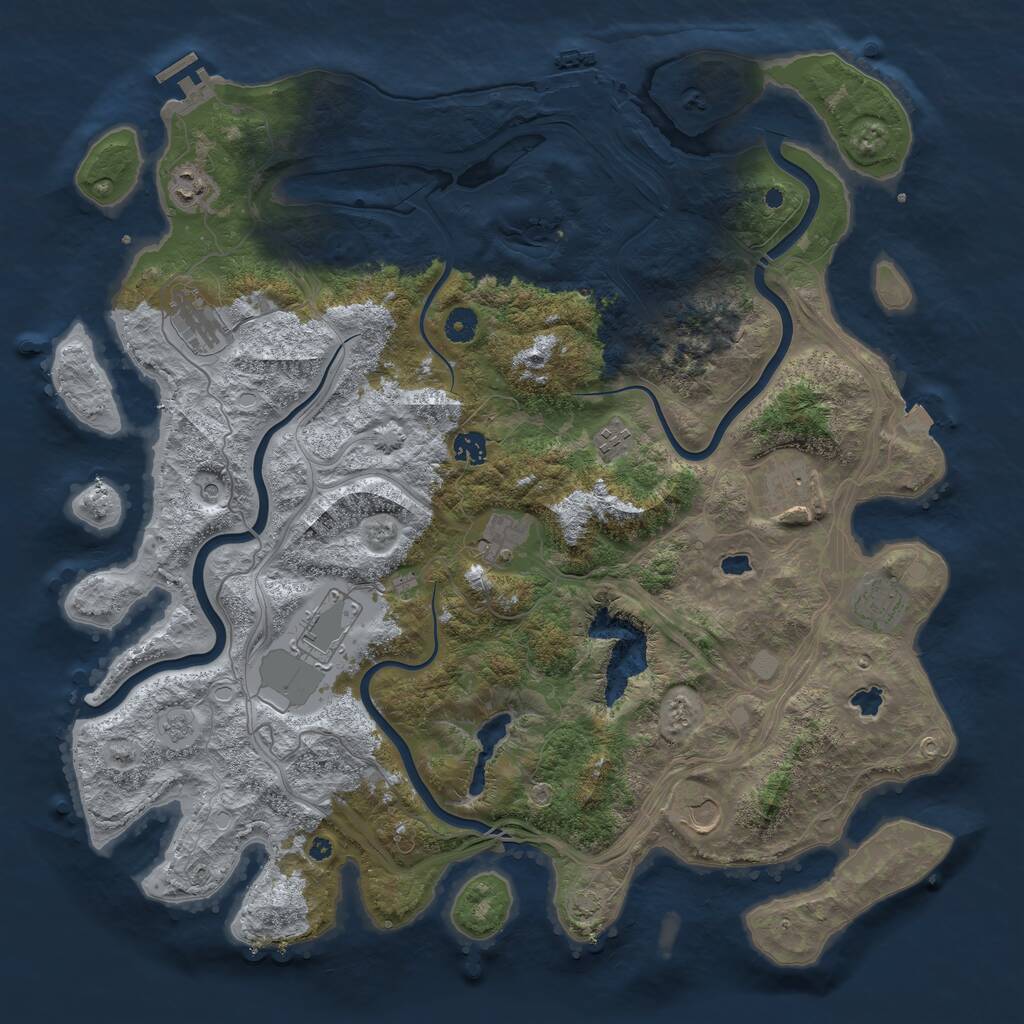Rust Map: Procedural Map, Size: 4500, Seed: 1387296091, 15 Monuments