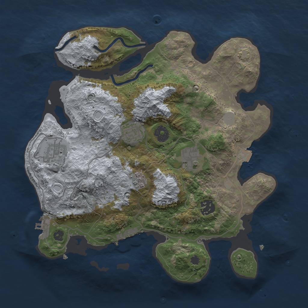 Rust Map: Procedural Map, Size: 3000, Seed: 571385735, 11 Monuments