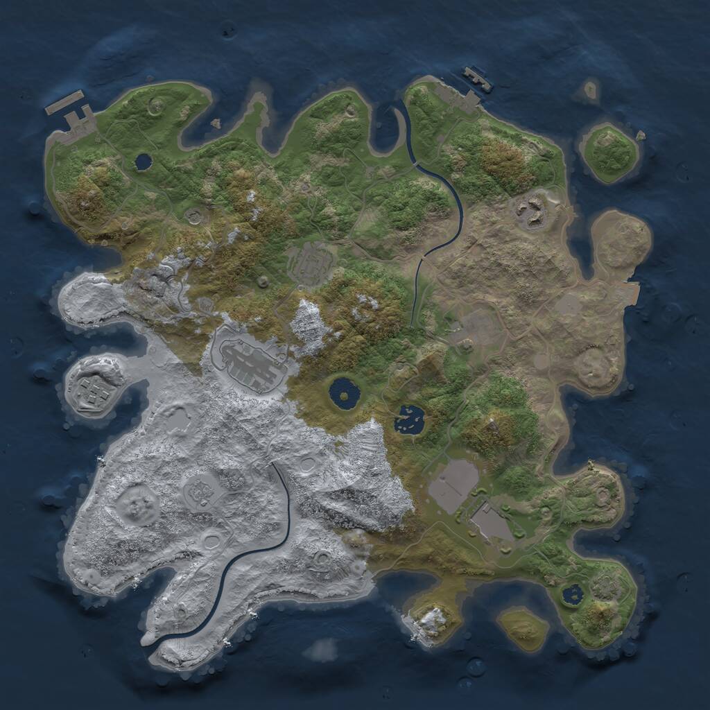 Rust Map: Procedural Map, Size: 3500, Seed: 1461205911, 13 Monuments