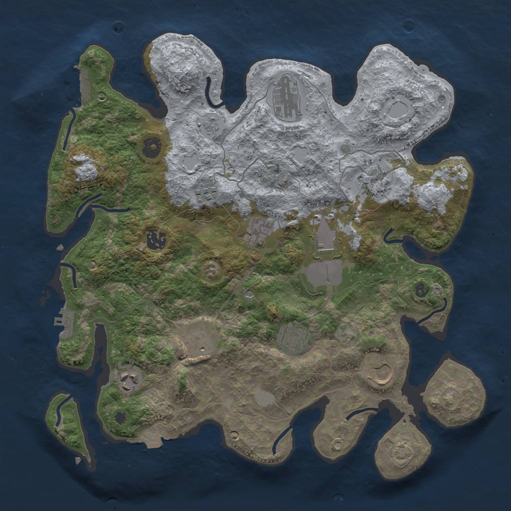 Rust Map: Procedural Map, Size: 3700, Seed: 97876464, 18 Monuments