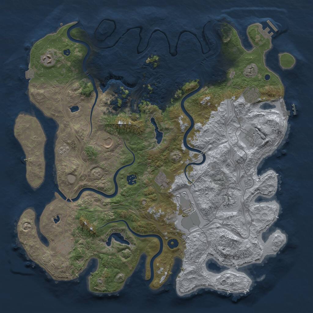 Rust Map: Procedural Map, Size: 4500, Seed: 722092329, 16 Monuments