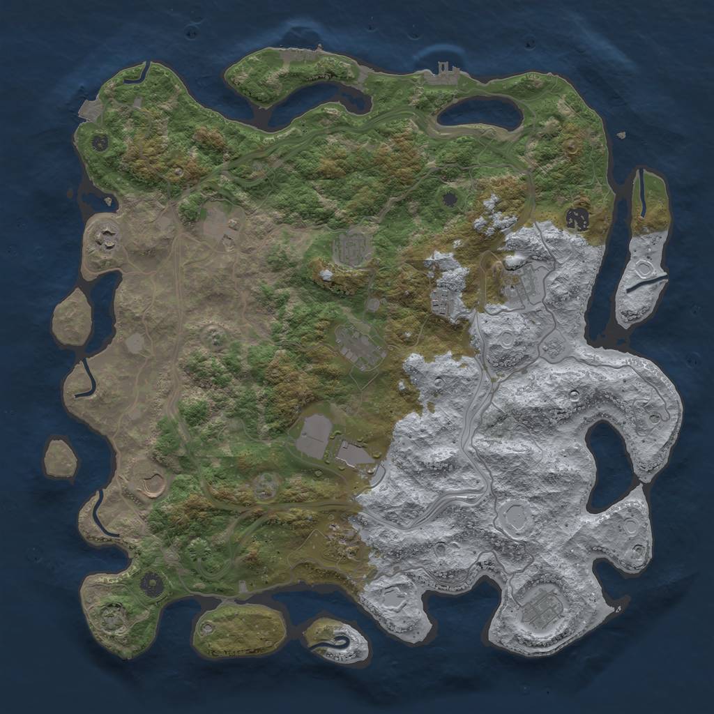 Rust Map: Procedural Map, Size: 4400, Seed: 4448775, 19 Monuments