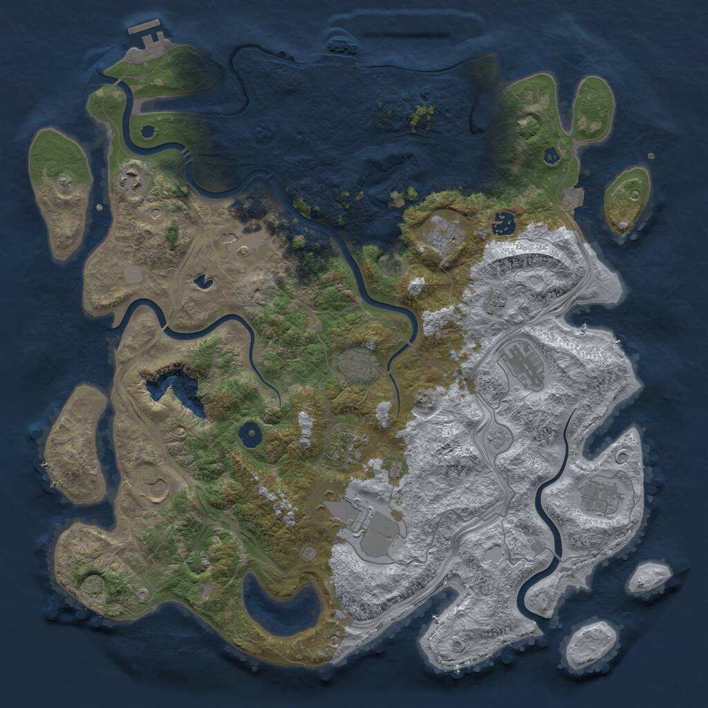 Rust Map: Procedural Map, Size: 4400, Seed: 87657384, 17 Monuments