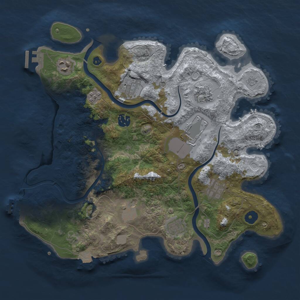 Rust Map: Procedural Map, Size: 3500, Seed: 1051269569, 15 Monuments