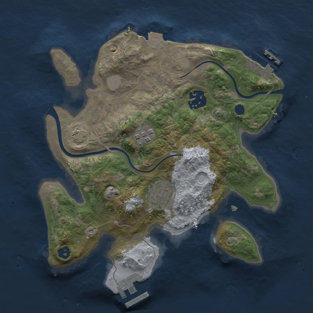 Rust Map: Procedural Map, Size: 2500, Seed: 839231742, 7 Monuments