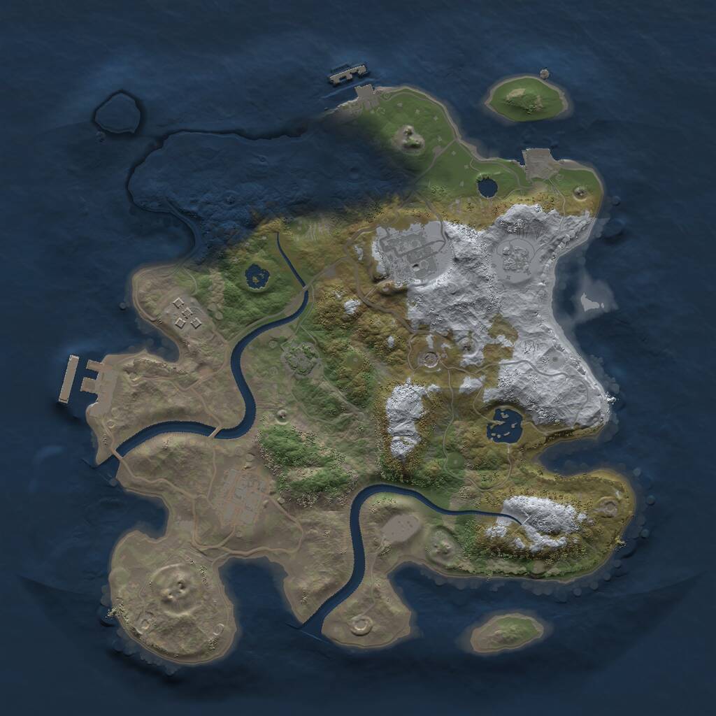 Rust Map: Procedural Map, Size: 3000, Seed: 12951, 10 Monuments