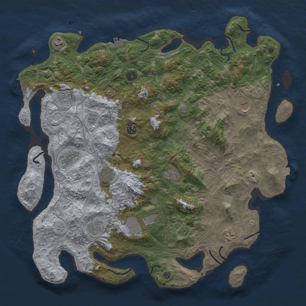 Rust Map: Procedural Map, Size: 4600, Seed: 1851655900, 19 Monuments