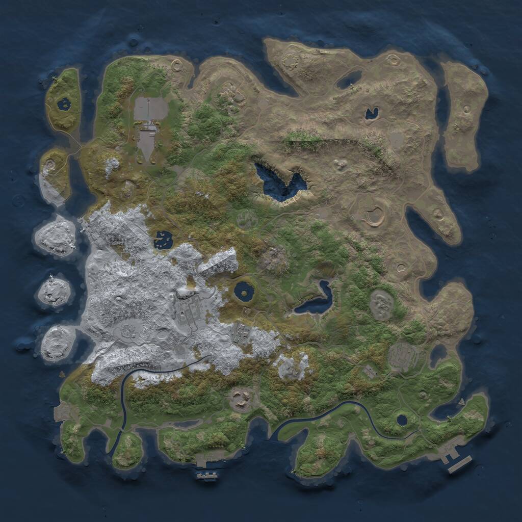 Rust Map: Procedural Map, Size: 4000, Seed: 1226731358, 14 Monuments