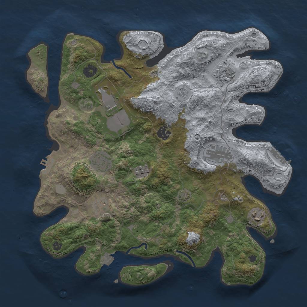 Rust Map: Procedural Map, Size: 3500, Seed: 1773135258, 16 Monuments