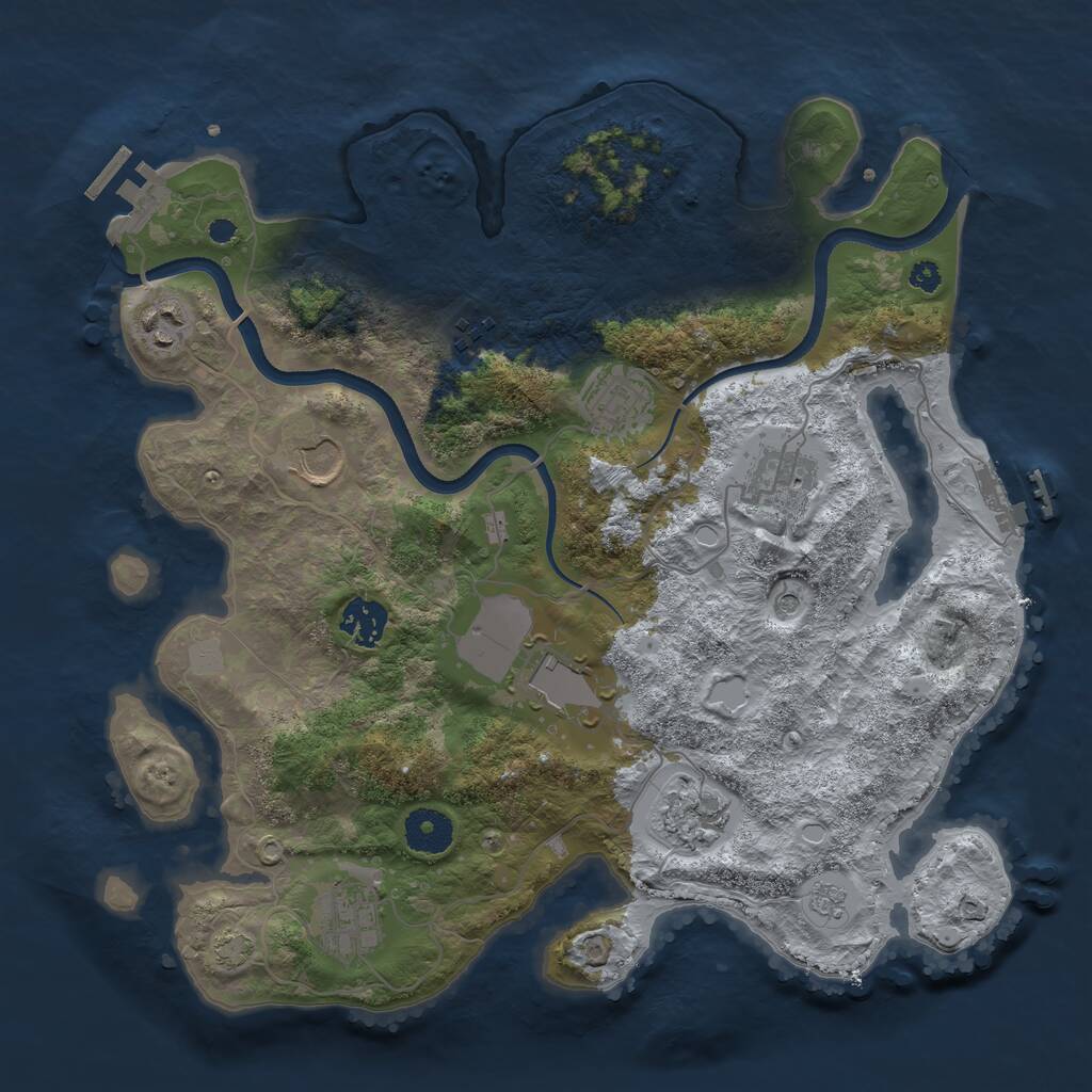 Rust Map: Procedural Map, Size: 3500, Seed: 28060189, 15 Monuments