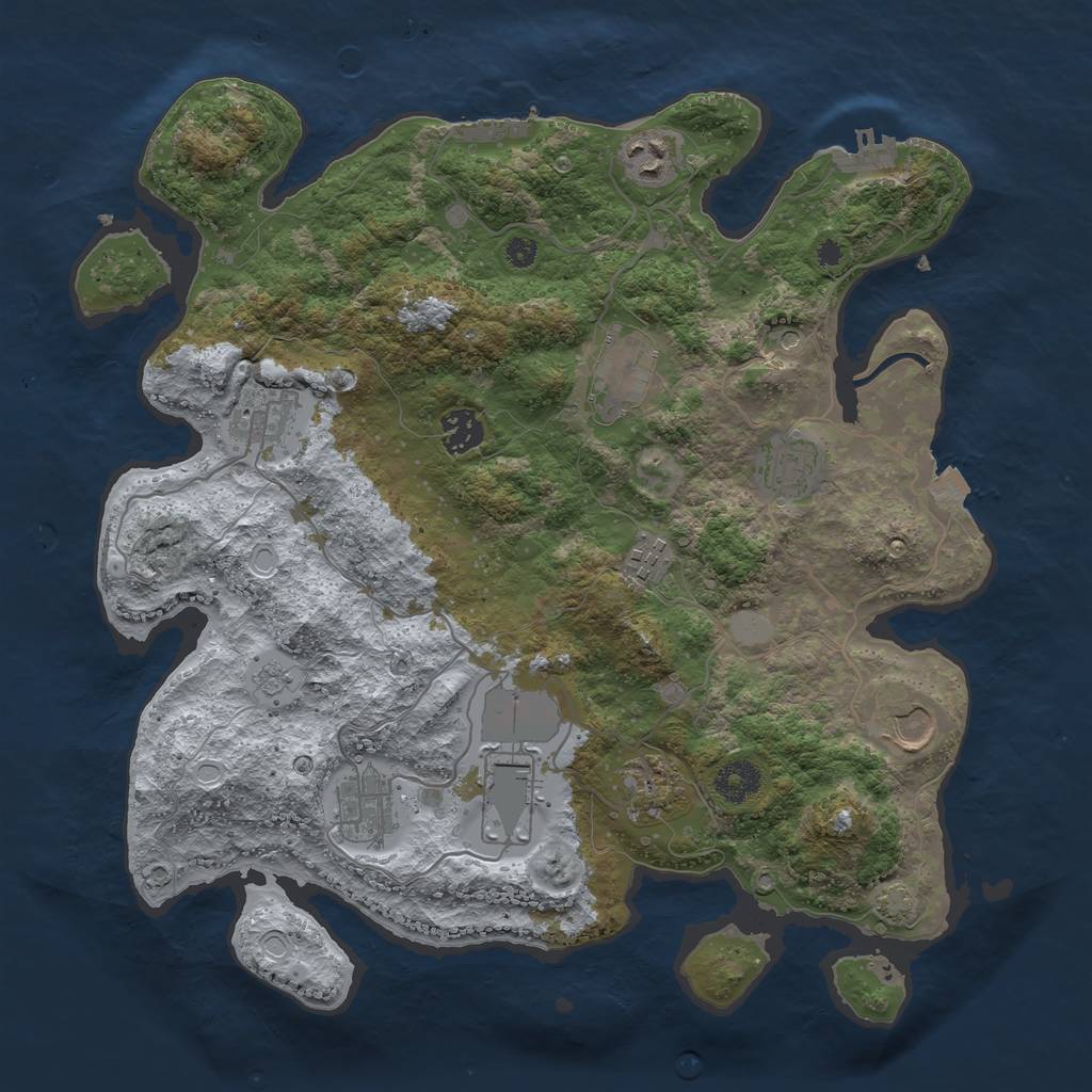 Rust Map: Procedural Map, Size: 3700, Seed: 12821274, 18 Monuments