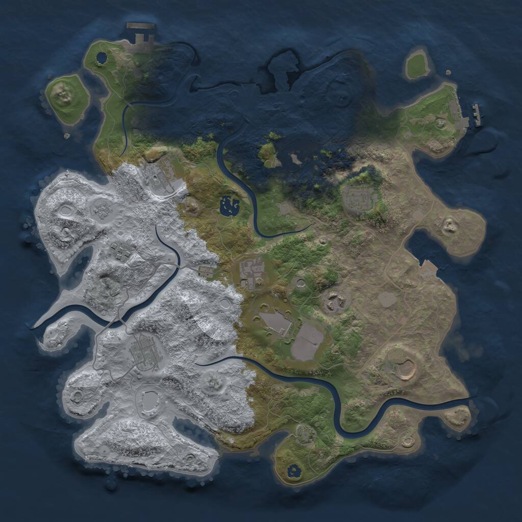 Rust Map: Procedural Map, Size: 3750, Seed: 113923941, 16 Monuments