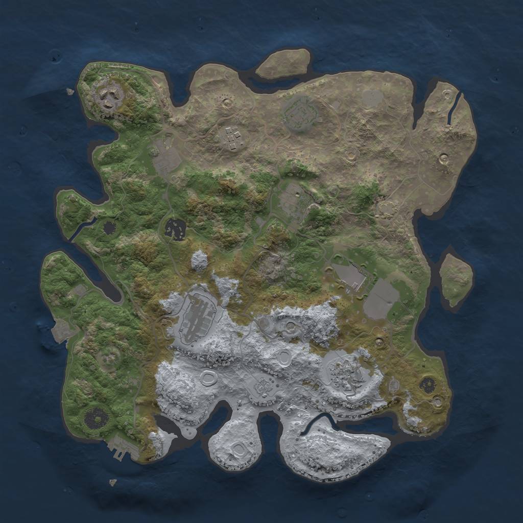 Rust Map: Procedural Map, Size: 3500, Seed: 2028477995, 16 Monuments