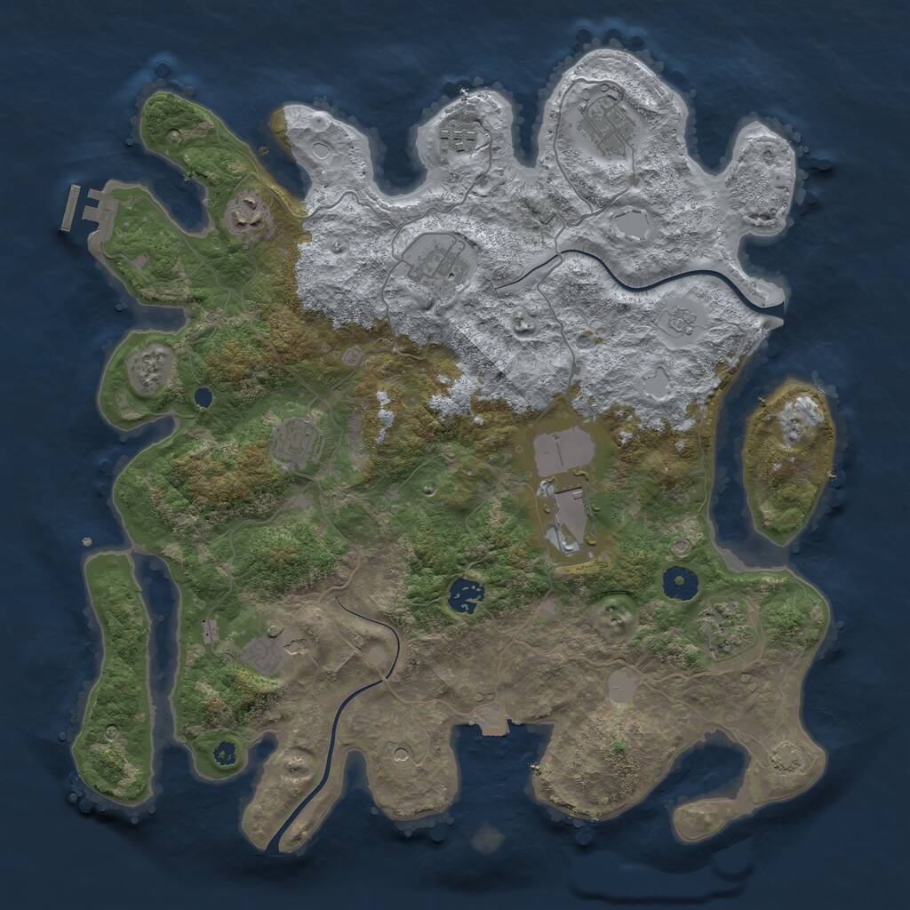 Rust Map: Procedural Map, Size: 3900, Seed: 60390721, 14 Monuments