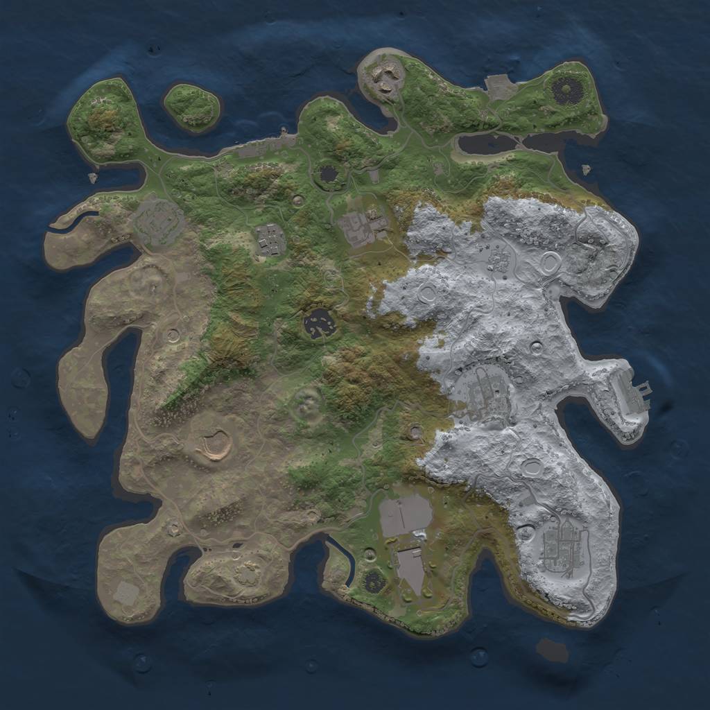 Rust Map: Procedural Map, Size: 3500, Seed: 16482891, 17 Monuments
