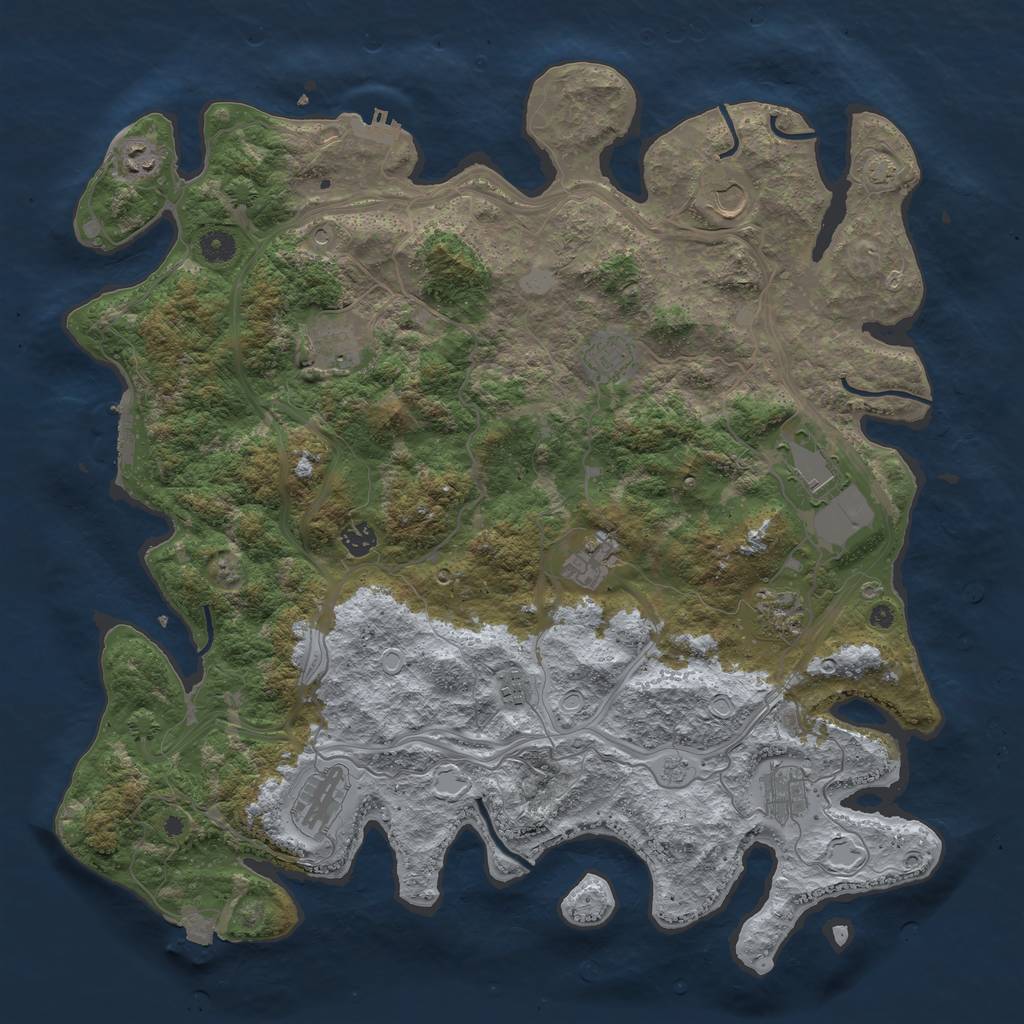 Rust Map: Procedural Map, Size: 4500, Seed: 601121908, 19 Monuments