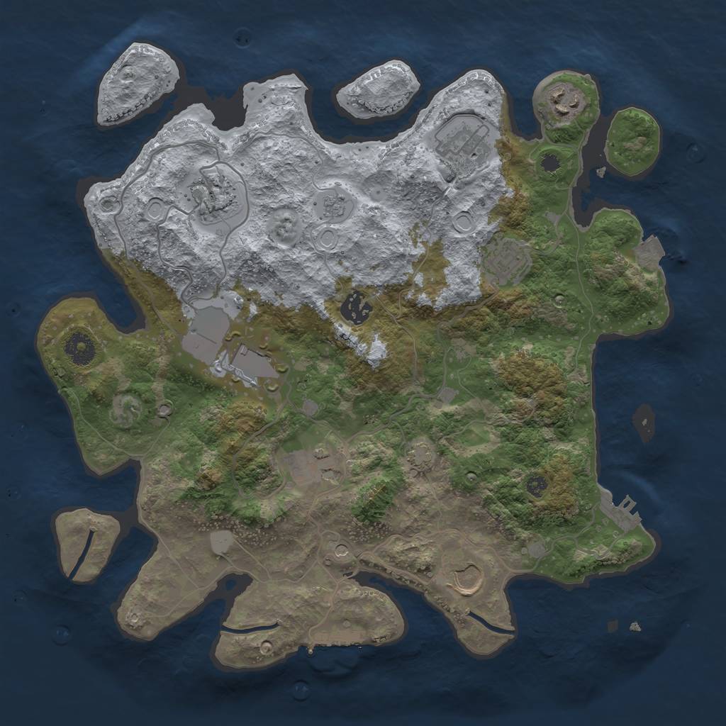 Rust Map: Procedural Map, Size: 3500, Seed: 838634512, 16 Monuments