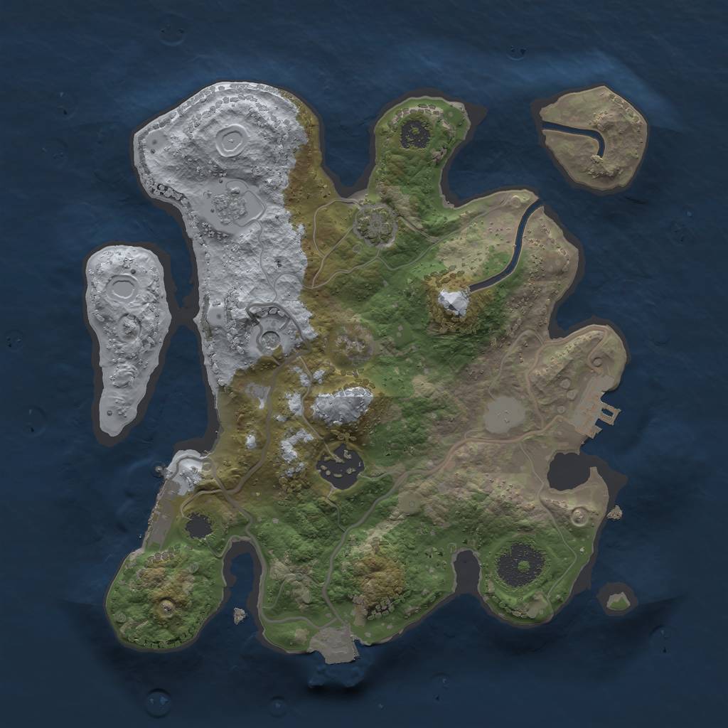 Rust Map: Procedural Map, Size: 2500, Seed: 7543621, 9 Monuments