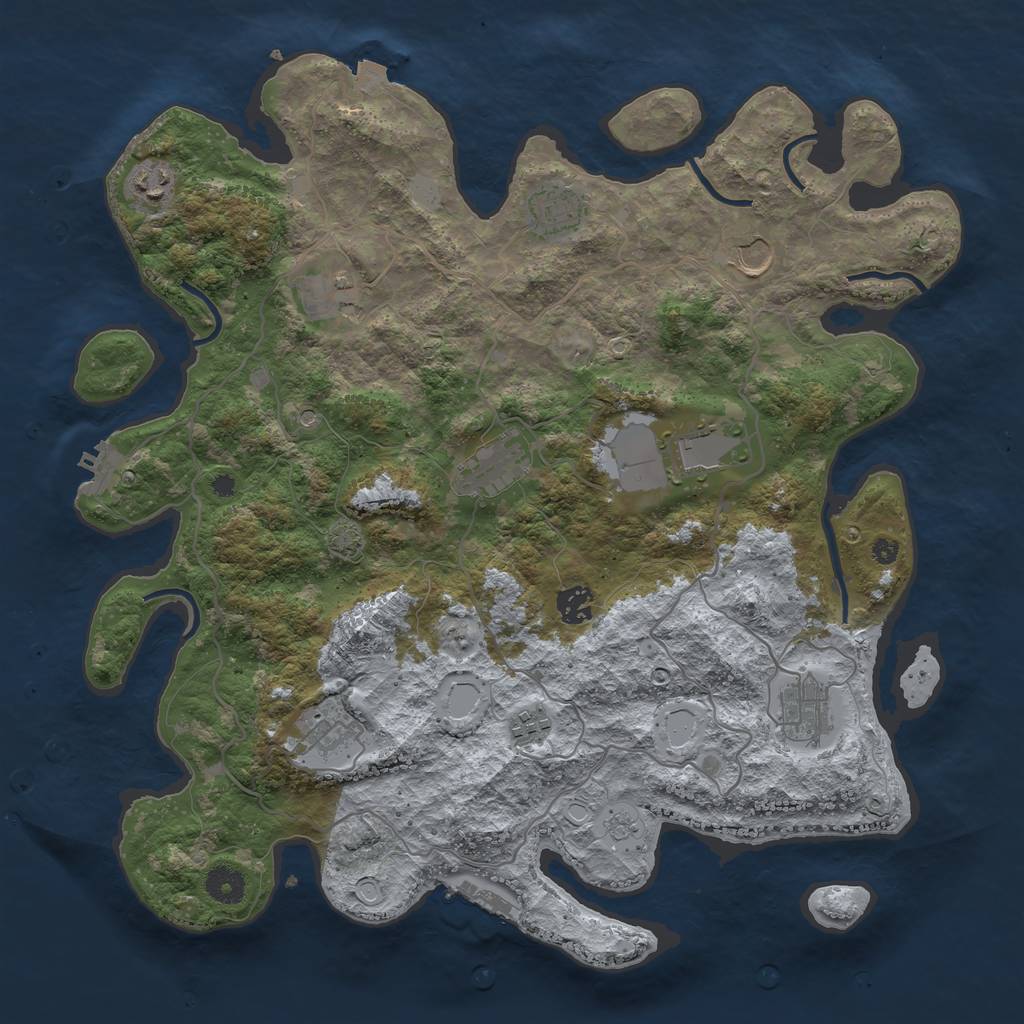 Rust Map: Procedural Map, Size: 4000, Seed: 340045342, 18 Monuments
