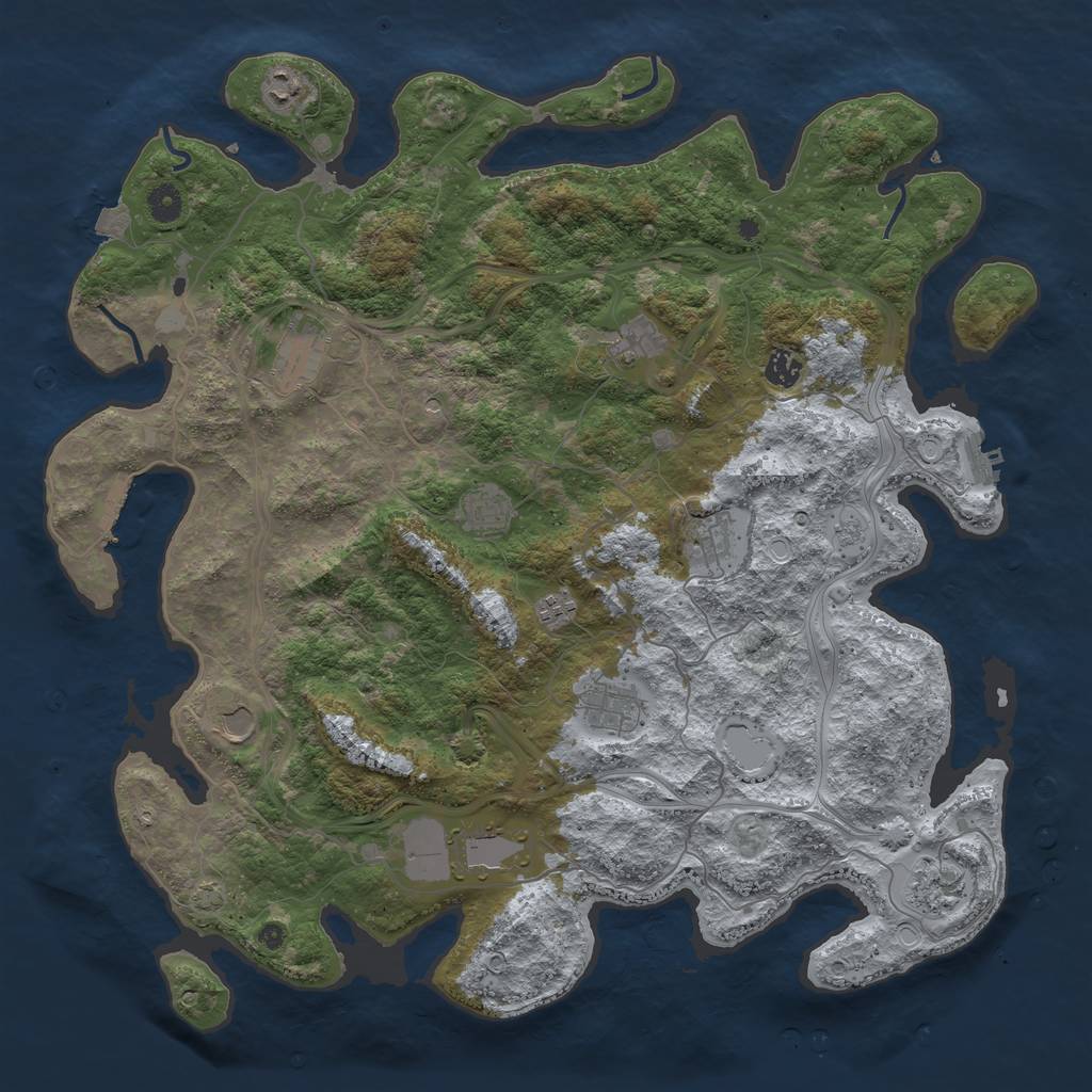 Rust Map: Procedural Map, Size: 4500, Seed: 824840658, 19 Monuments