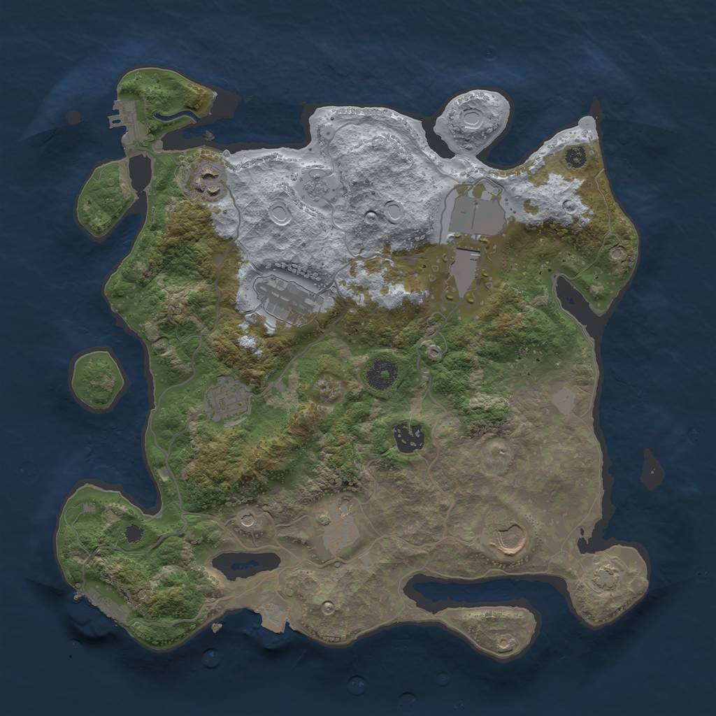 Rust Map: Procedural Map, Size: 3500, Seed: 955952256, 15 Monuments