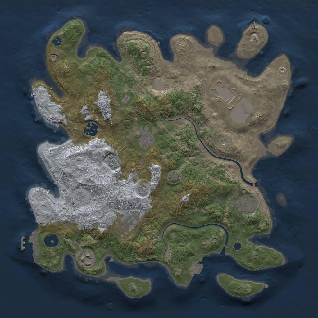 Rust Map: Procedural Map, Size: 3500, Seed: 488933894, 12 Monuments