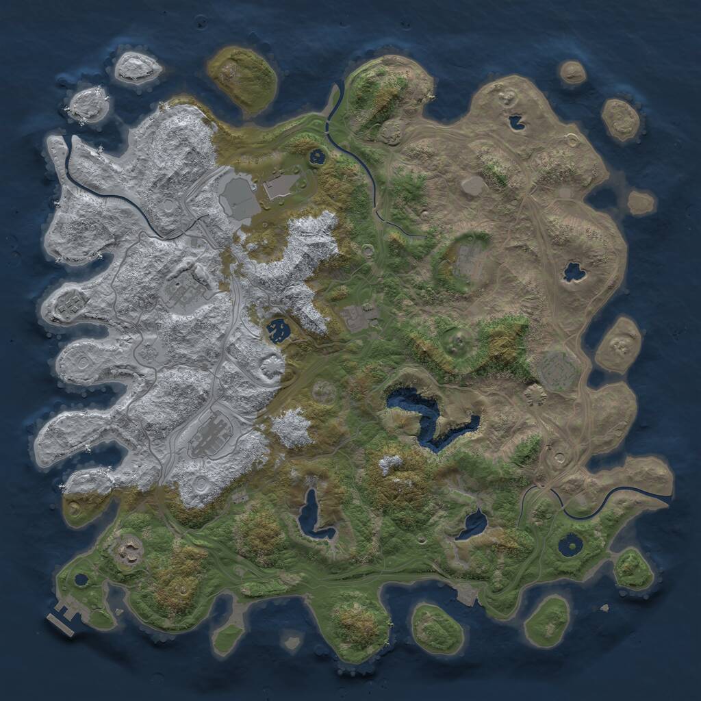Rust Map: Procedural Map, Size: 4500, Seed: 1723381128, 14 Monuments