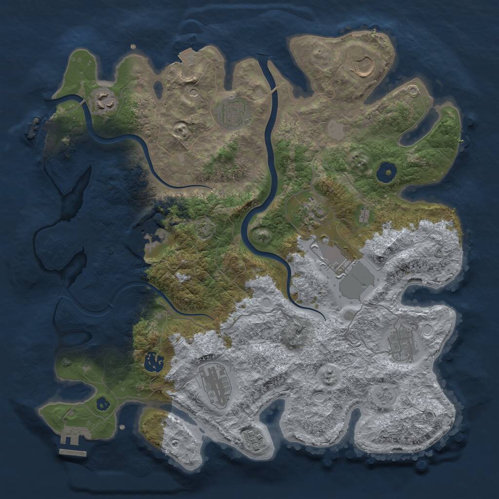 Rust Map: Procedural Map, Size: 3700, Seed: 1506285923, 16 Monuments